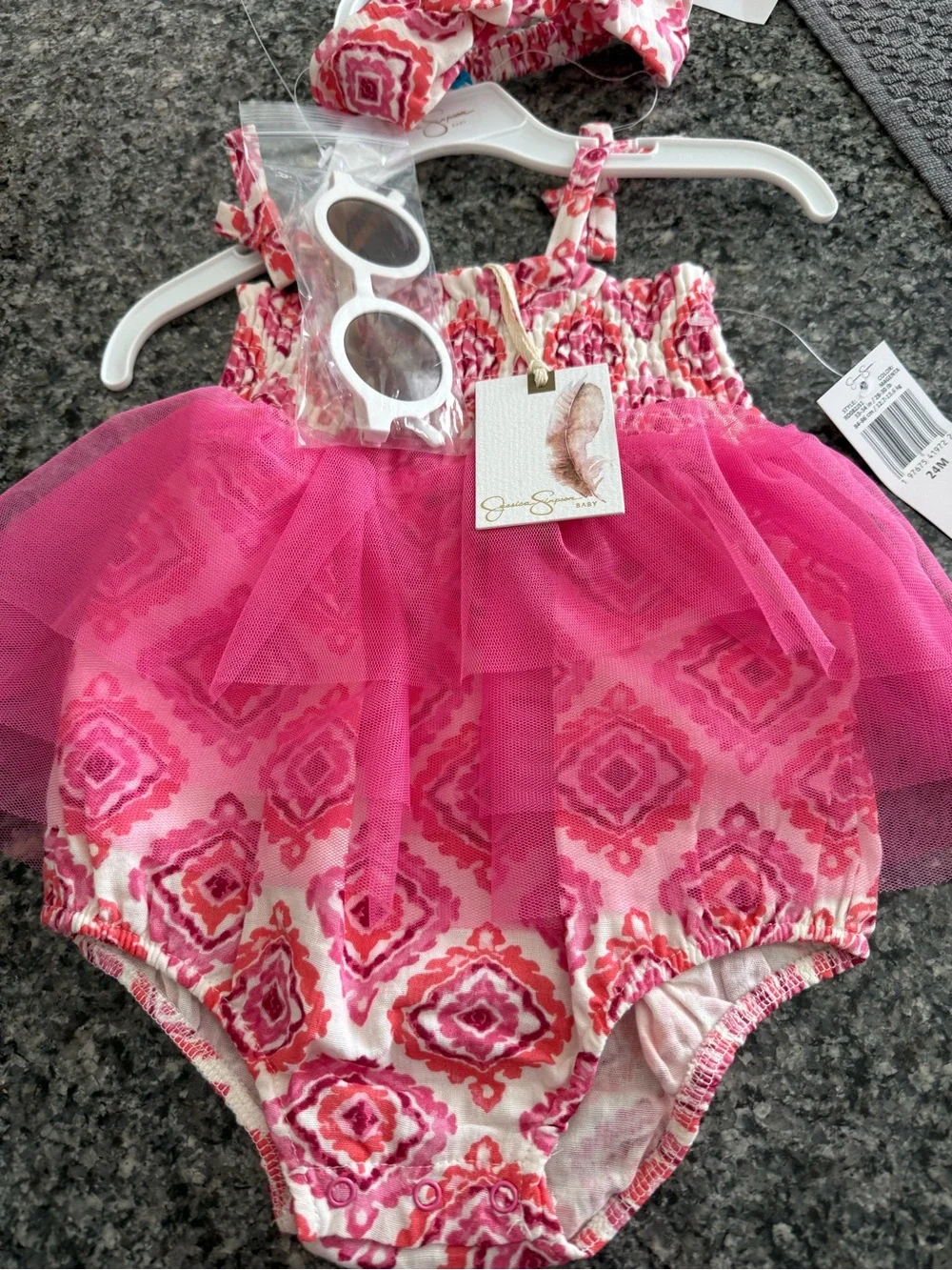 NWT Jessica Simpson Pink Tulle Baby One-Piece- size 24M